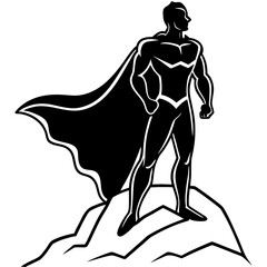 Watchful Superhero on a Cliff Logo