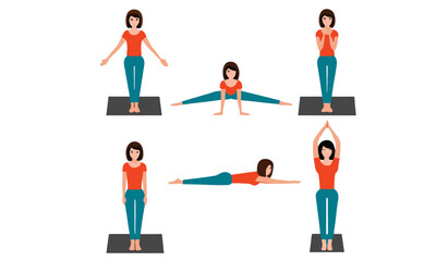 Yoga Poses Silhouette Pattern Fitness and Meditation Vector Background