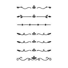 Obraz premium Set of Vintage decorative lines. text dividers. Line border. Lines separators, Borders, Vintage dividers, Underline elements. Divider set vector. Vector illustration.Line dividers. 