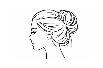 Elegant woman profile with hair bun beauty