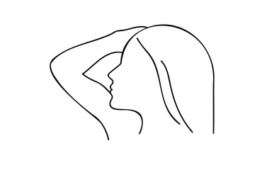 Woman profile with arm raised head