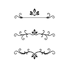 Set of Vintage decorative lines. text dividers. Line border. Lines separators, Borders, Vintage dividers, Underline elements. Divider set vector. Vector illustration.Line dividers.	