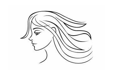 Elegant woman profile with flowing hair face head