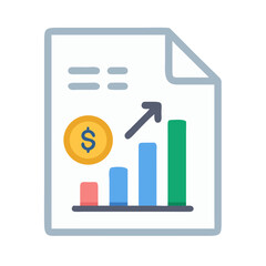 Financial report displaying positive growth with coin and graph