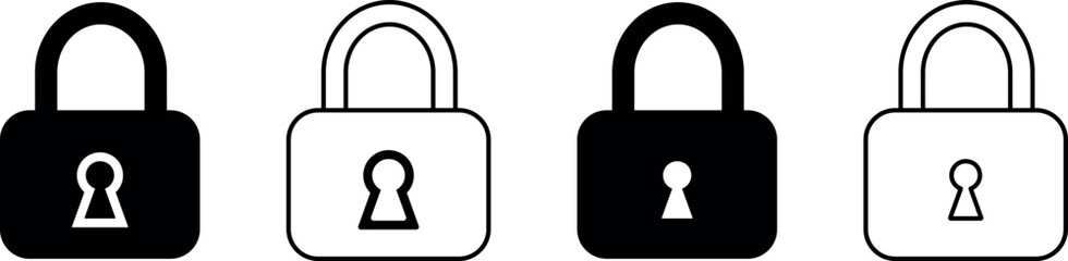 padlock icon set vector for data protection, access control, and secure privacy