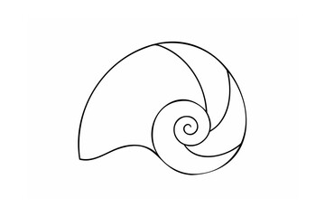 Elegant black spiral shell outline nautilus