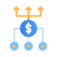 Financial planning icon showing investment and spending pathways
