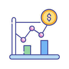 Stylized dollar growth chart against White Background illustration