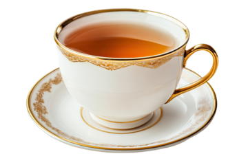 A cup of tea in ornate chinaware