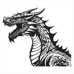 Majestic Dragon Silhouette - Minimalist Black Vecto 
