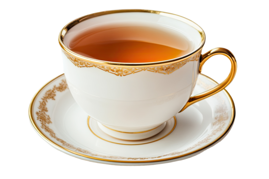 A cup of tea in ornate chinaware