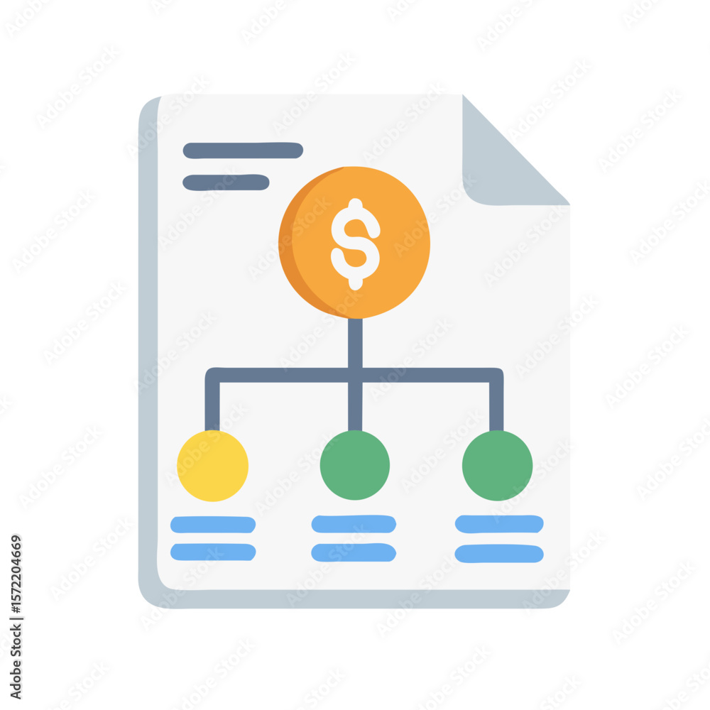 Poster visual representation of financial flow chart diagram on paper