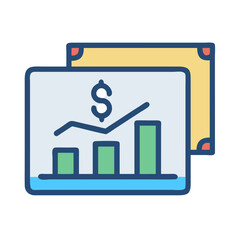Financial growth chart with dollar symbol icon illustration
