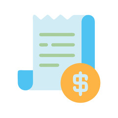 Invoice and coin icon representing financial transactions, paying bills