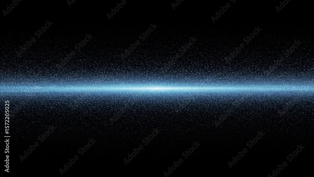 Aufkleber a glowing blue line of light surrounded by small particles on a black background creating depth effe
