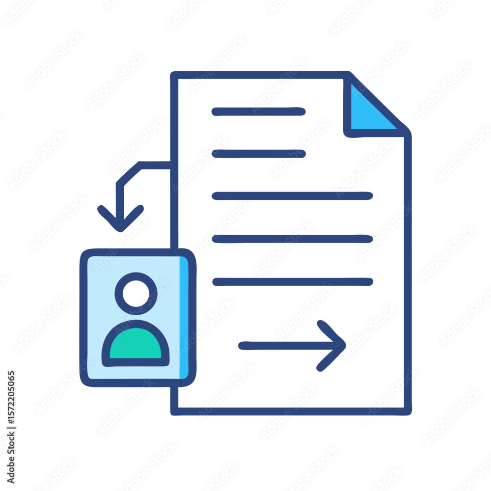 Aufkleber data transfer from document to user profile icon