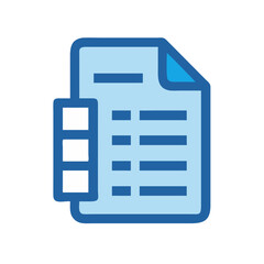 Blue document icon with list and curled corner detail
