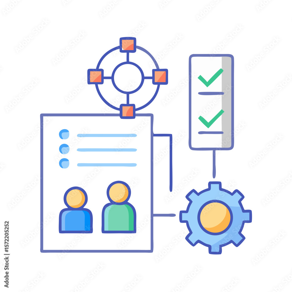 Poster hr process automation in a flat vector style design