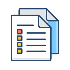 Fototapeta premium Simple vector icon illustrating documents with checklist and lines