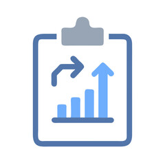 Obraz premium Business report graph shows growth in progress on clipboard