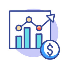 Financial growth illustration showing stock market data and dollar