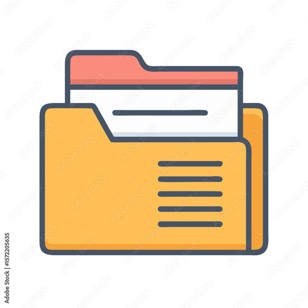 Aufkleber organized file folder icon with documents for office use