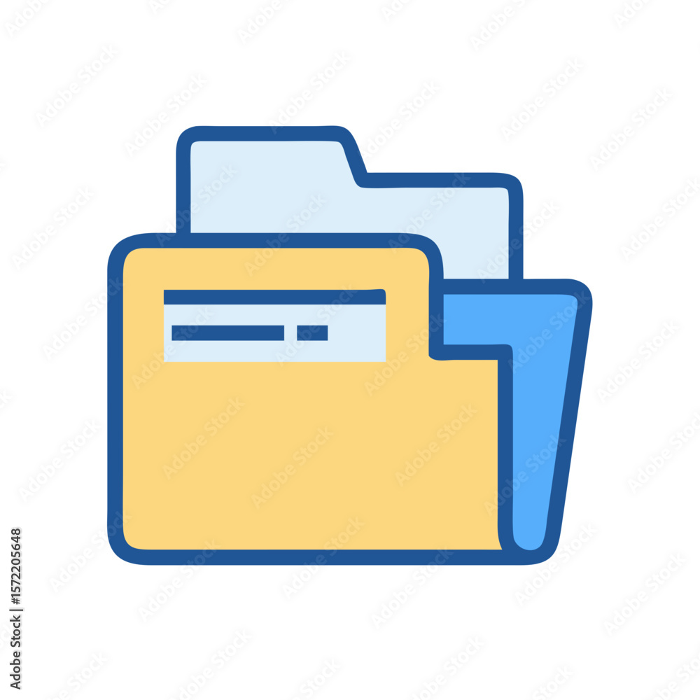 Poster flat vector illustration of open folder file management icon