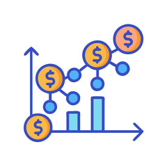 Rising Financial Graph with Dollar Signs and Bar Charts