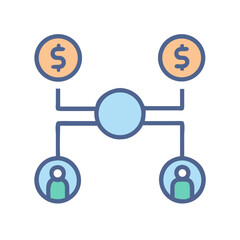 Money flow network with people connections in digital art