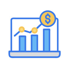 Rising financial chart with dollar sign on White Background