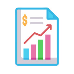 Financial report showing revenue and sales growth graph symbol