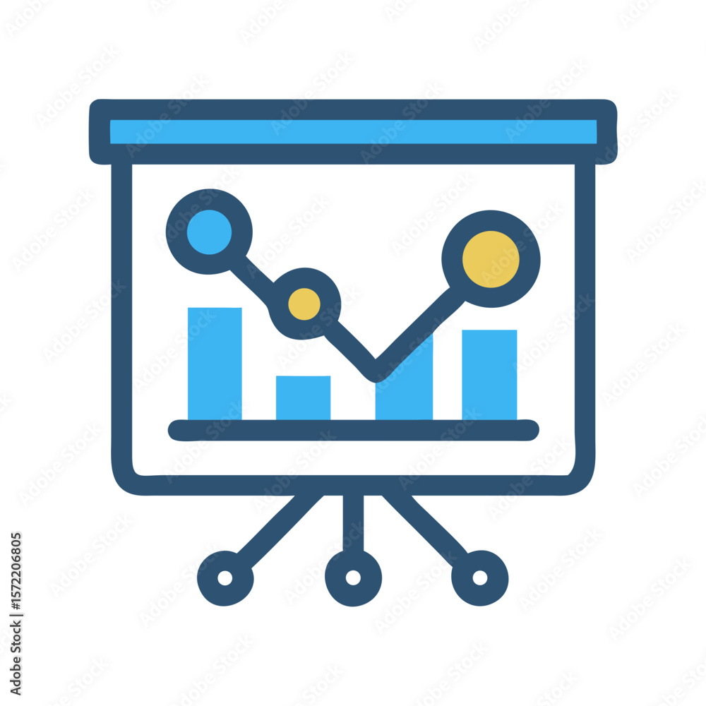 Poster isolated flip chart with graphical data on white background
