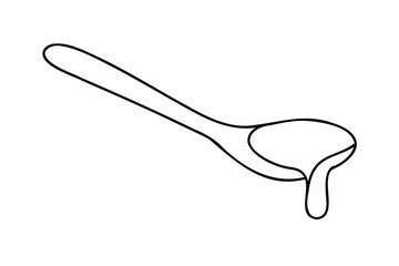 Spoon with dripping liquid food cooking