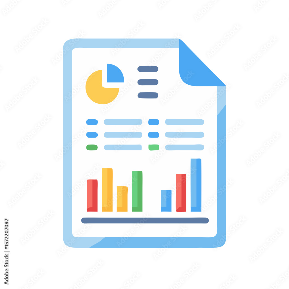 Poster financial report with colorful charts and graphical elements