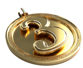 Golden award number three achievement victory 3rd place symbol isolated on transparent background