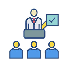 Speaker presenting to audience graphic on White Background design
