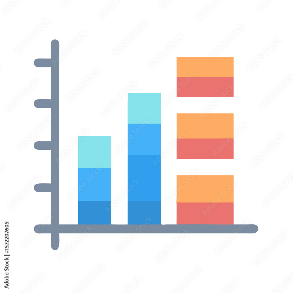 Poster flat vector bar graph with colorful blocks on white