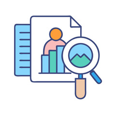Business analysis and reporting shown on data sheets icon