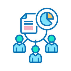 Connected data analysis and teamwork, conceptual business workflow icon