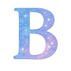 Glowing Glitter Letter B Blue Purple Sparkly Uppercase Transparent Background,clipart, cut out, no background,PNG die-cut for advertising