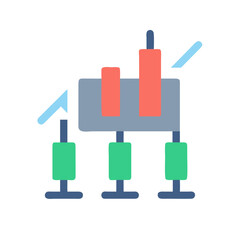 Flat illustration of financial graph analysis with growth indicators