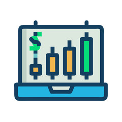 Stylized icon of stock market trends on laptop screen