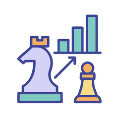 Strategic business growth shown through chess pieces and charts