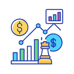 Strategic investment growth shown with chess piece and dollar signs