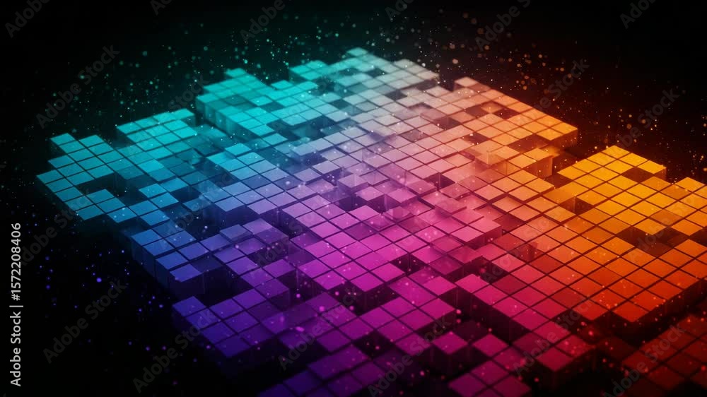 Aufkleber colorful pixel cubes create an abstract geometric pattern