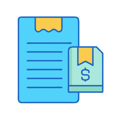 Blue checklist and green document denoting budget management