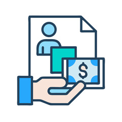 Job offer compensation illustration with a document and money