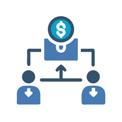 Financial team structure with dollar sign above leader