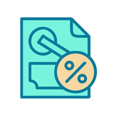 Illustration of document with percentage symbol representing discount offer