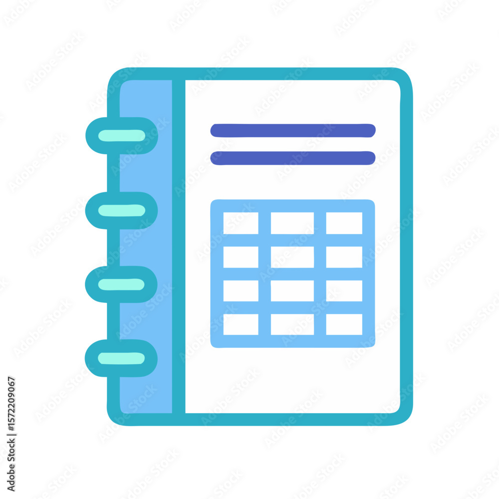 Poster stylized vector notebook icon against white background simple design